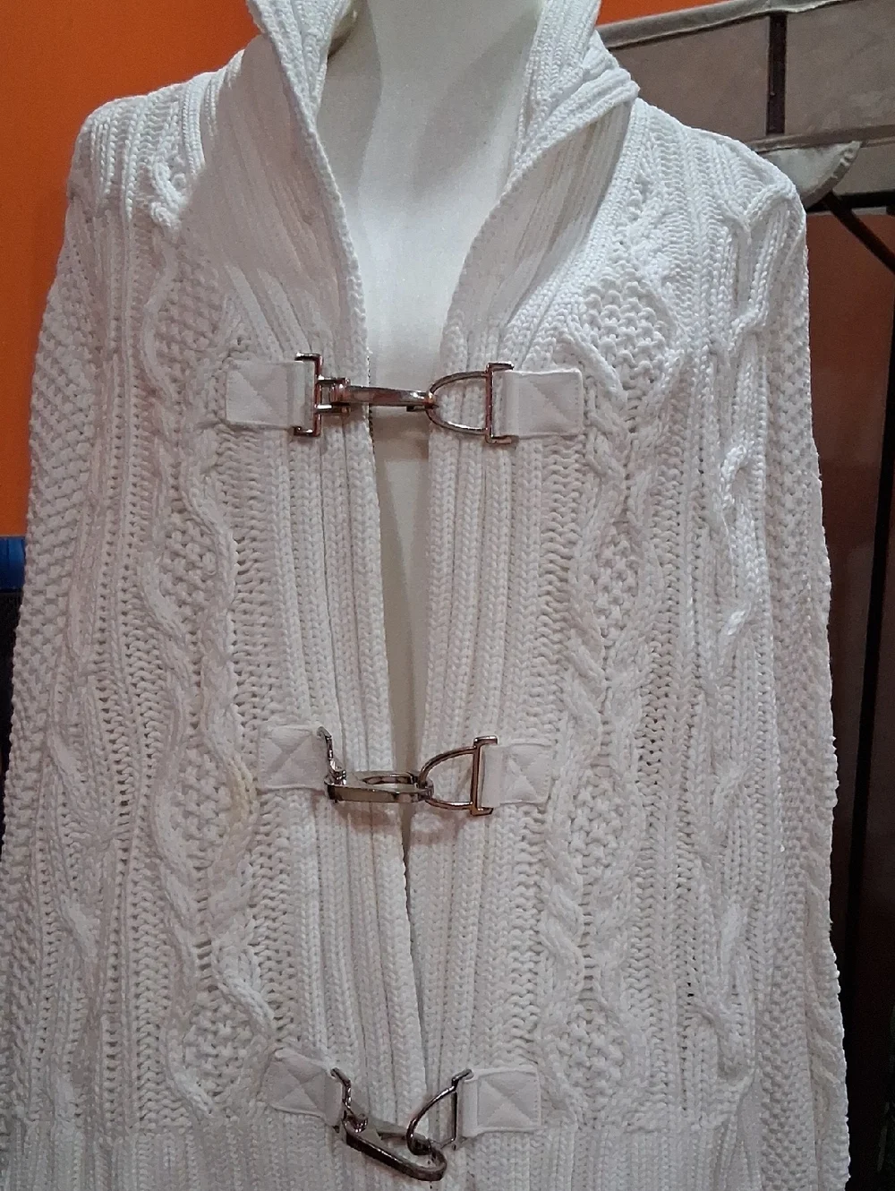 Lauren Ralph Lauren Cream Cable-Knit Cardigan with Metal Toggle Fastenings - Picture 1 of 5